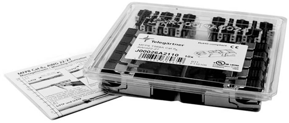 Fiche RJ45 mâle CAT 6A blindé Telegärtner 100023045 RJ45 mâle, droit métal 10 pc(s)