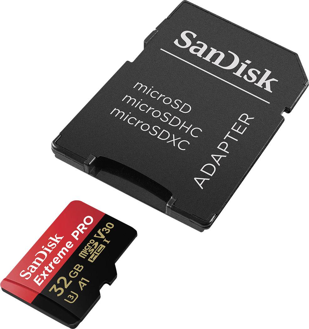 SanDisk Extreme® Pro Carte microSDHC 32 GB Class 10, UHS-I, UHS-Class 3, v30 Video Speed Class avec adaptateur SD, Standard de
