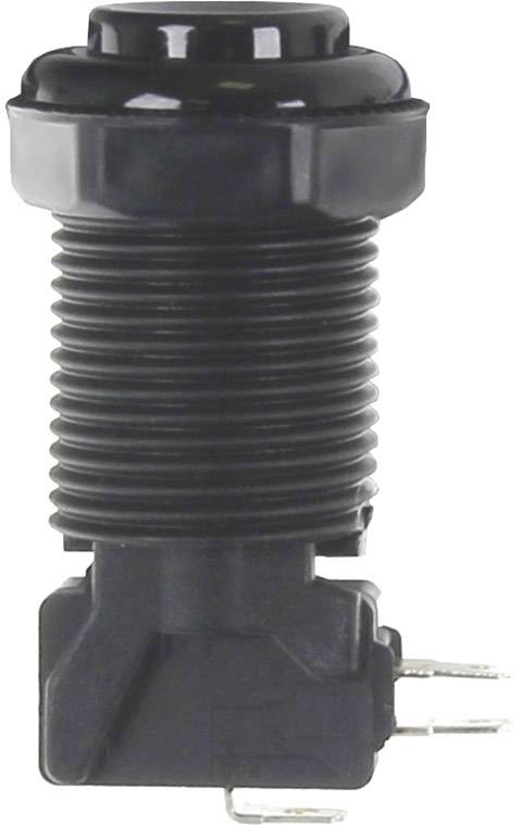 Interrupteur électrique noir avec structure de rainures en spirale, deux broches de connexion en bas, typiquement utilisé pour le contrôle des appareils.