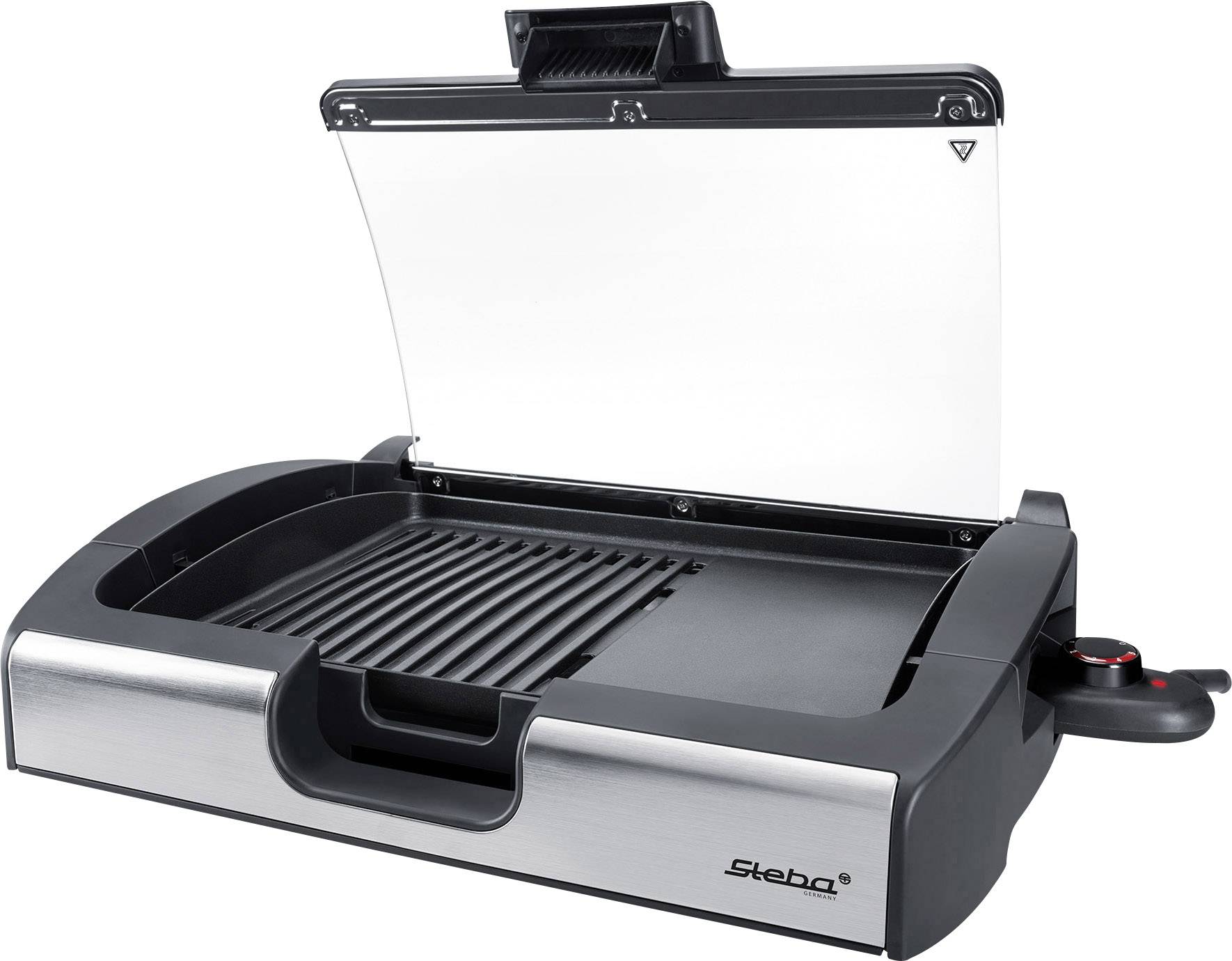 Steba VG 200 table Barbecue électrique avec couvercle en verre noir, verre