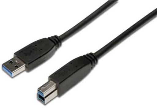 Deux câbles USB : à gauche un connecteur USB-A, à droite un connecteur USB-B. Les deux sont noirs et conviennent pour le transfert de données.