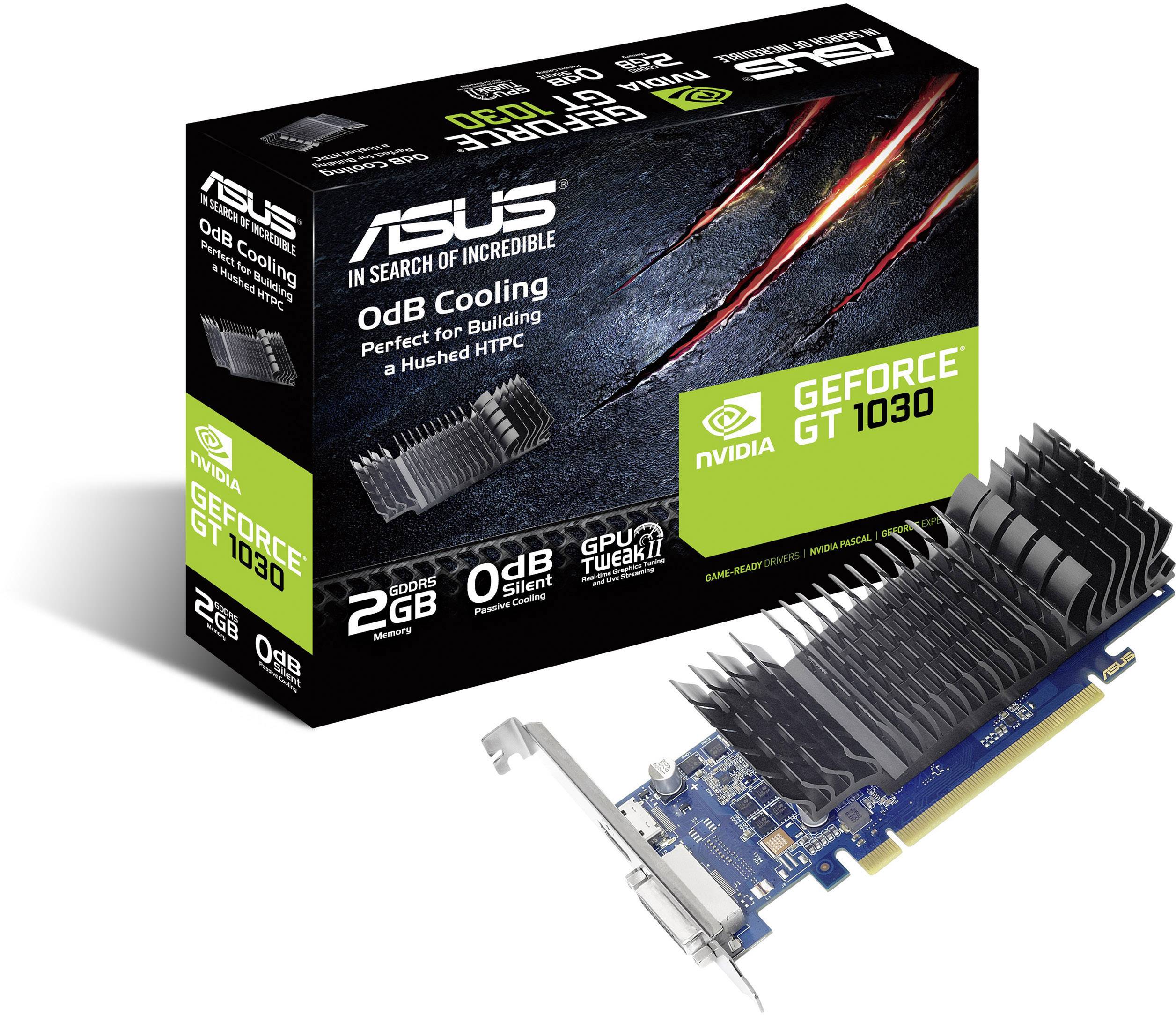 Asus Carte graphique Nvidia GeForce GT1030 2 GB RAM GDDR5 PCIe HDMI™, DVI refroidissement passif