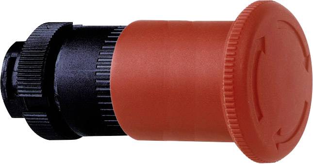 Grand bouton d'arrêt d'urgence rouge sur fond blanc. Couramment utilisé pour la sécurité dans les environnements industriels ou techniques.