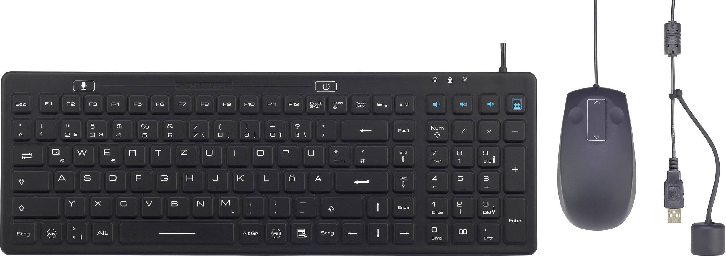 Renkforce IP 68 Industrie USB Kit souris + clavier protégé contre les infiltrations d'eau, protégé contre la poussière allemand