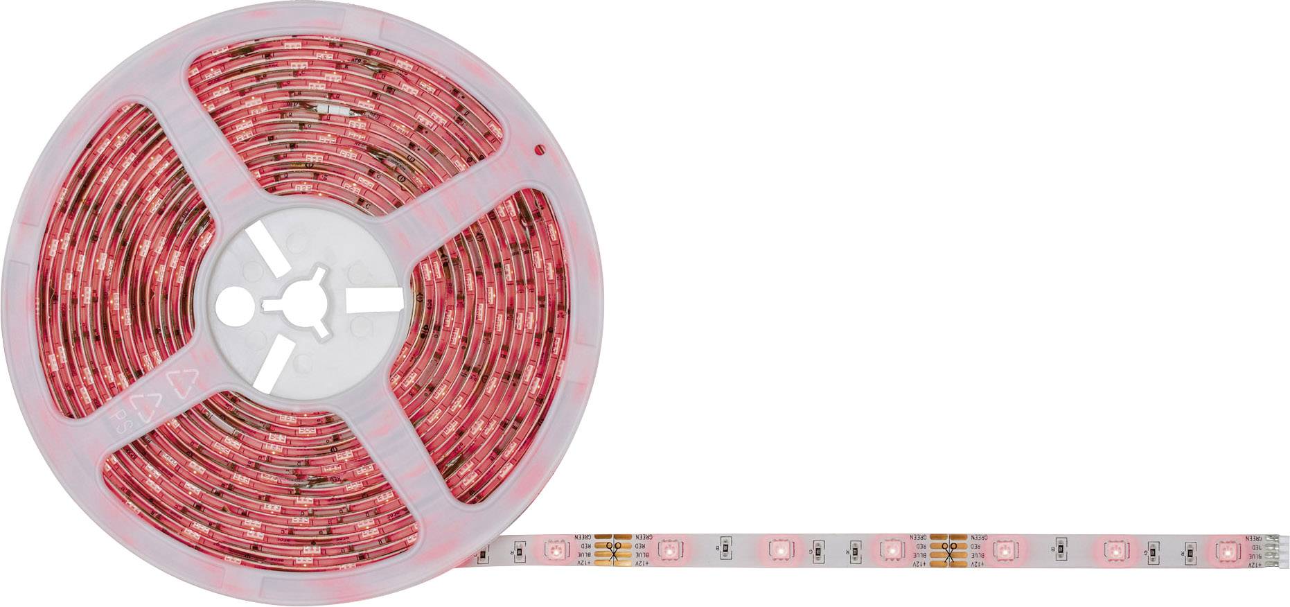 Un rouleau de bandes lumineuses LED rouges, partiellement déroulé. Idéal pour un éclairage décoratif.