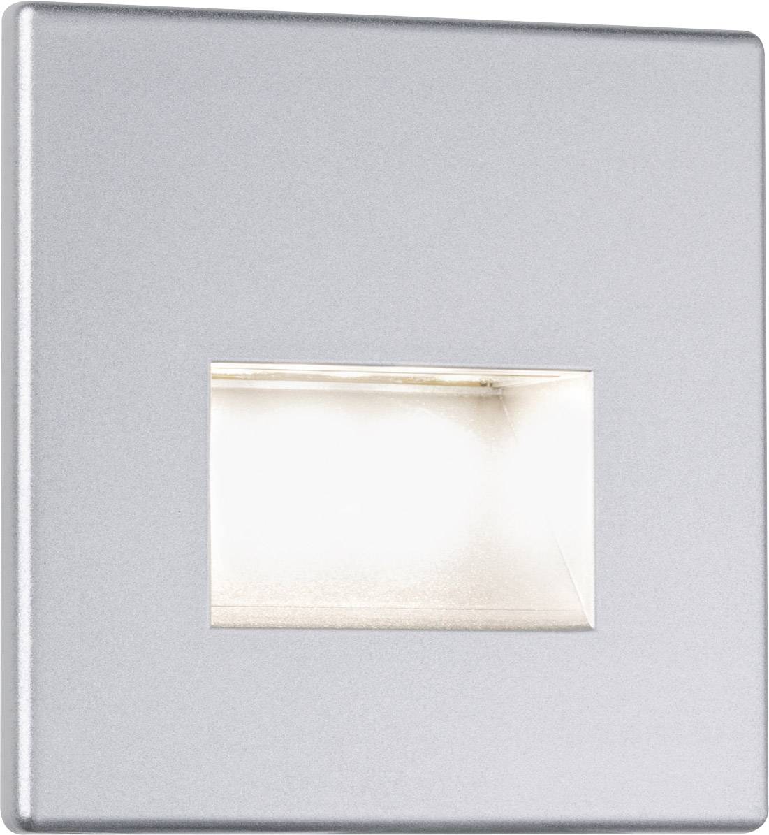 Un système d'applique murale rectangulaire en argent avec une découpe centrale éclairée, adapté aux espaces intérieurs modernes.