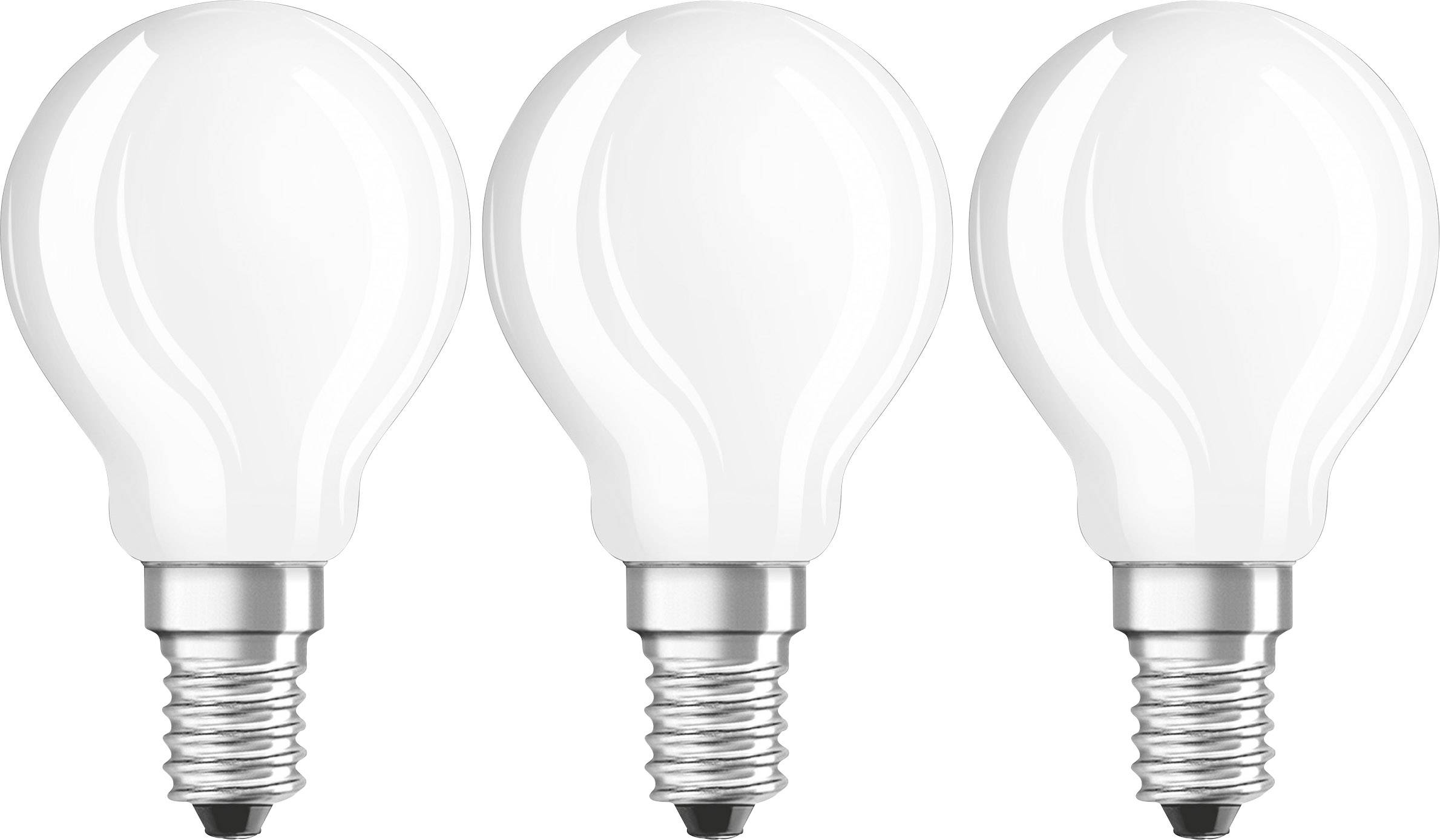 Trois ampoules blanches alignées sur un fond blanc. Elles sont identiques et éteintes.