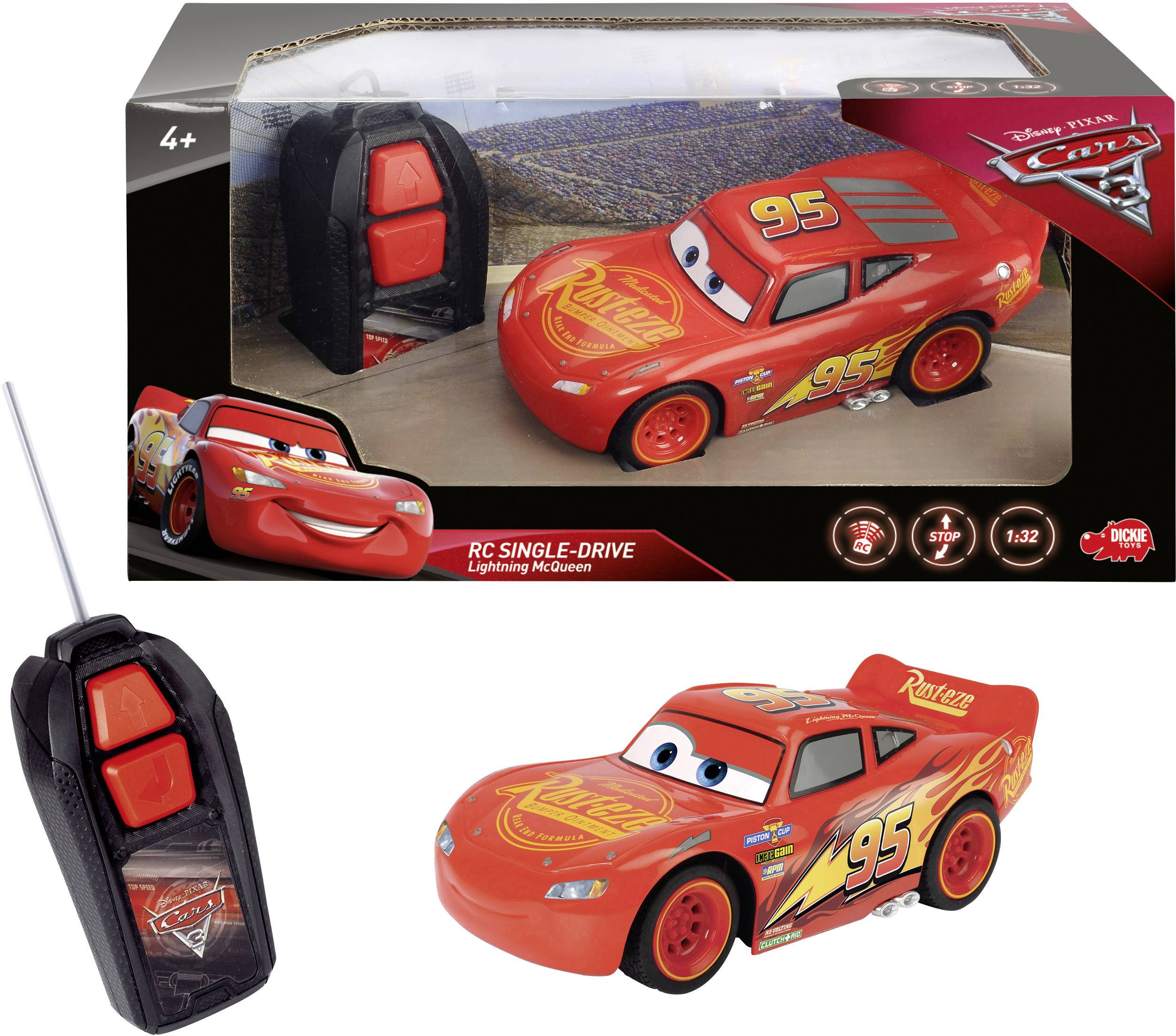 Voiture de tourisme électrique Dickie Toys RC Cars 3 Lightning McQueen Single Drive brushed 2,4 GHz prêt à fonctionner (RtR) 1:32