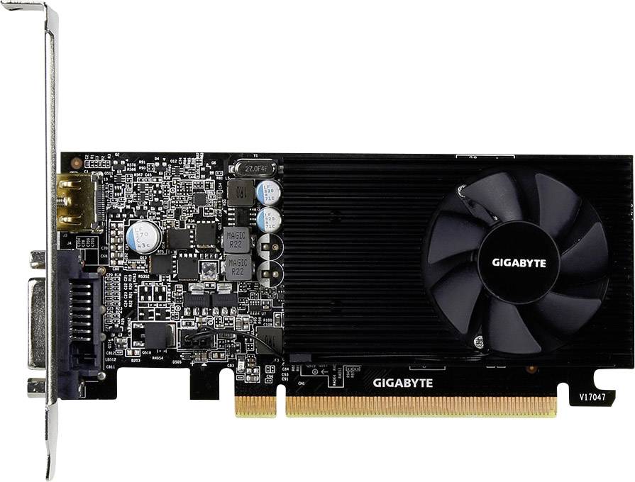 Gigabyte Carte graphique Nvidia GeForce GT1030 Overclocked 2 GB RAM GDDR5 PCIe x16 HDMI™, DVI profil bas, overclockée