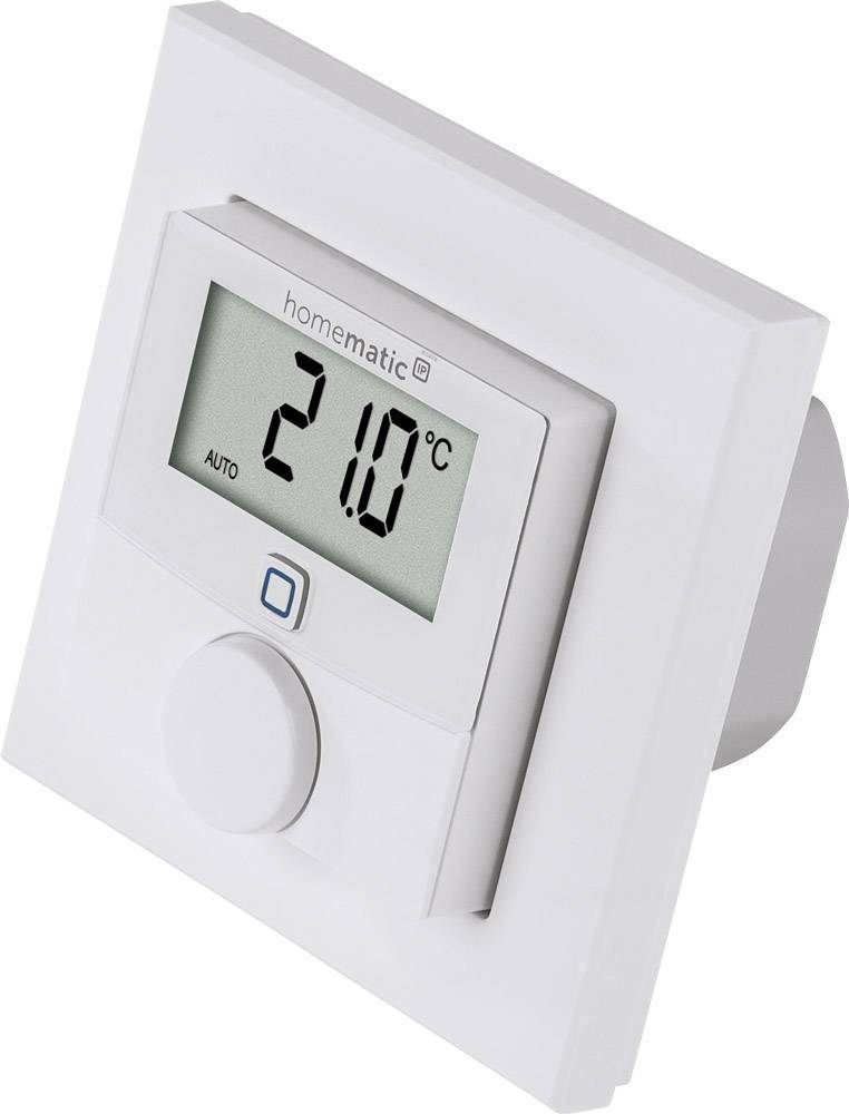 Un thermostat numérique d'ambiance affiche '21,0 °C'. Il est réglé sur le mode 'Auto'.