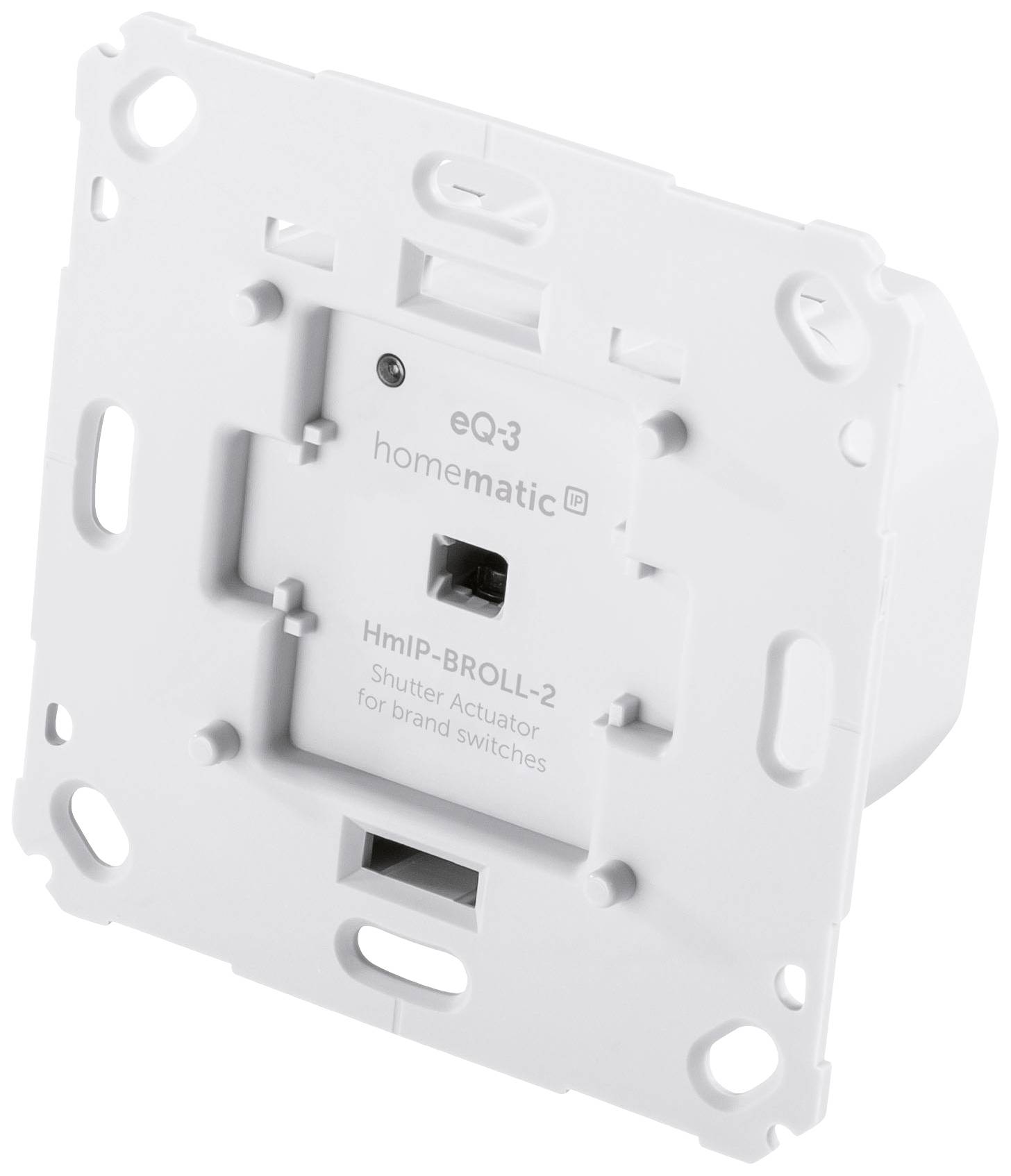 Interrupteur électrique blanc pour volet roulant de Homematic IP, modèle HMIP-BROLL-2, pour le contrôle des volets roulants en combinaison avec des interrupteurs de marque.