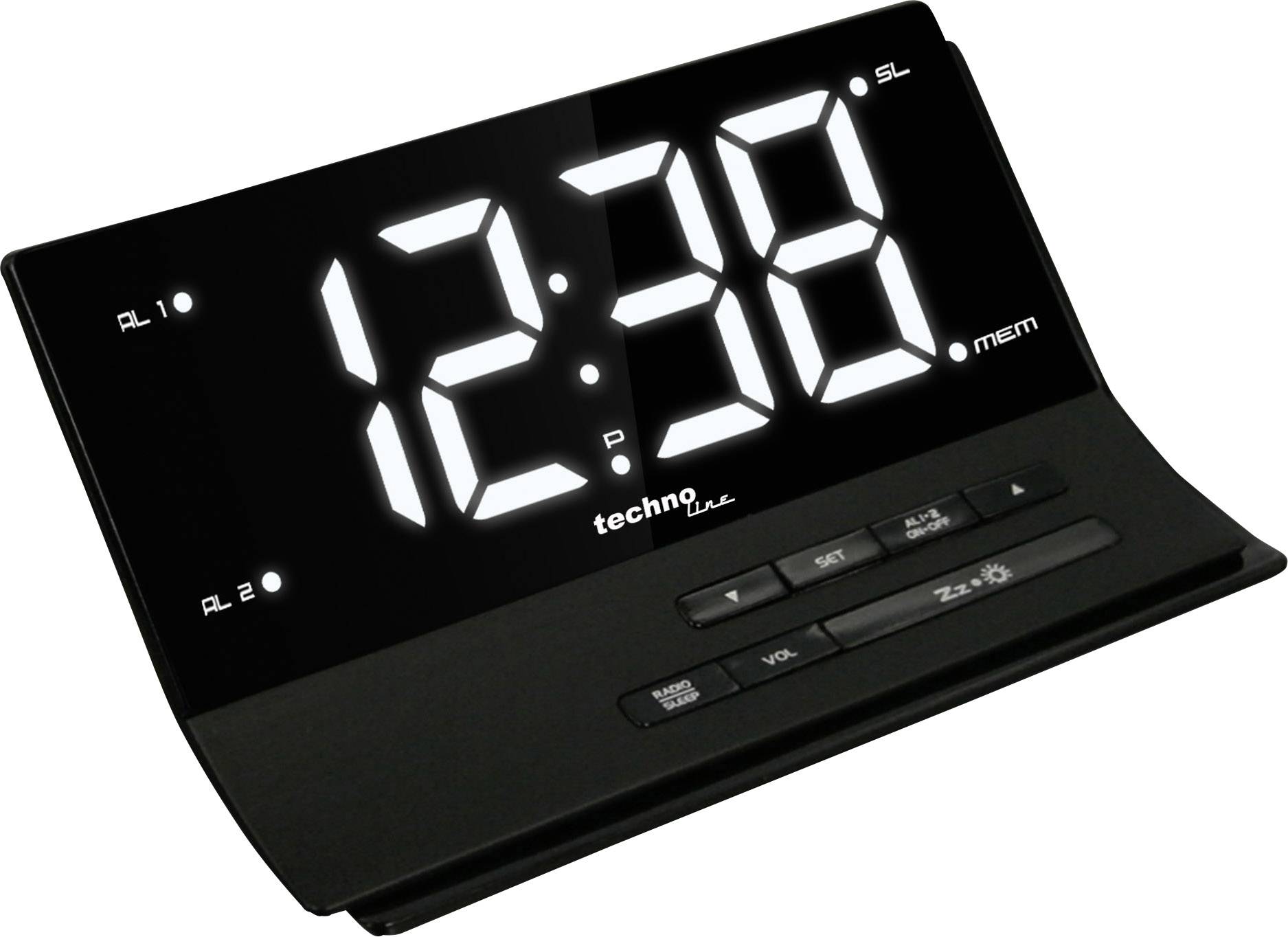 Techno Line WT 482 radiopiloté(e) Réveil noir Heures de réveil 2 2 minuteries