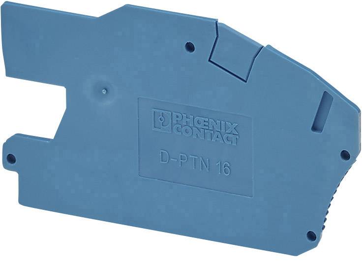 Boîtier de raccordement bleu de Phoenix Contact portant l'inscription 'D-PTN 16'.