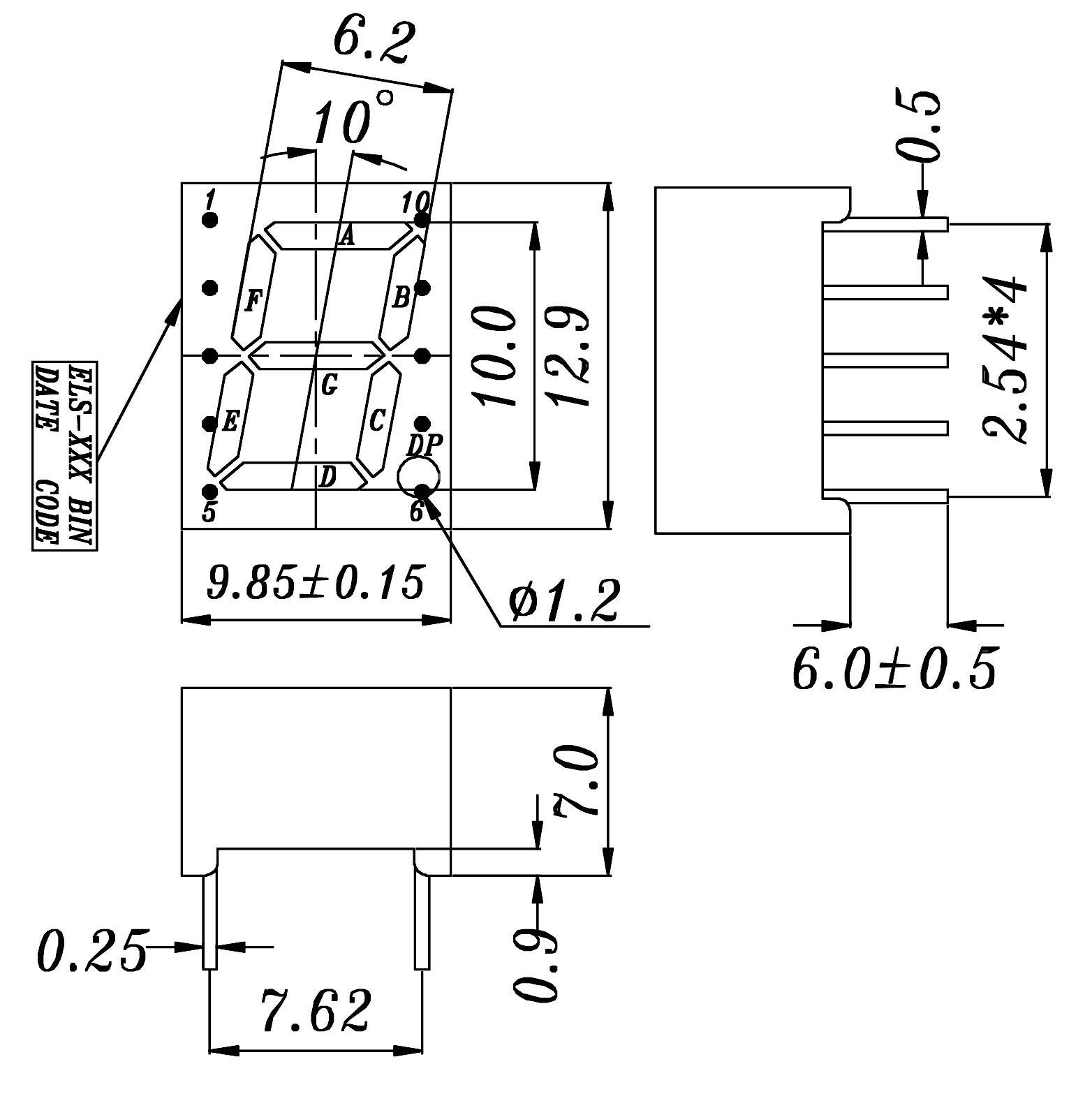 Everlight Opto Afficheur 7 segments rouge 10 mm 2 V Nombre de chiffres: 1 S431SURWA/S530-A3