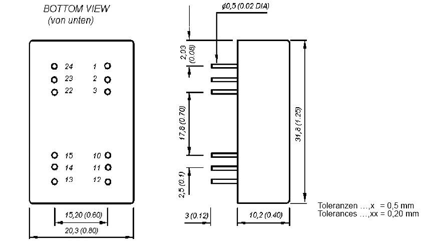Convertisseur CC/CC pour circuits imprimés HN Power SIM5-2405S Nbr. de sorties: 1 x 24 V/DC 5 V/DC 600 mA 3 W 1 pc(s)