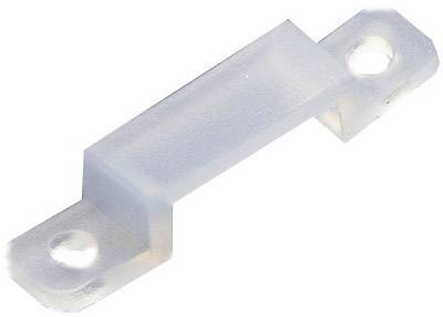 Support de câble transparent avec deux trous de fixation, base rectangulaire. Adapté pour un acheminement ordonné des câbles le long des murs.