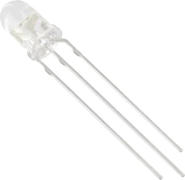 Une LED transparente avec trois longues broches.
