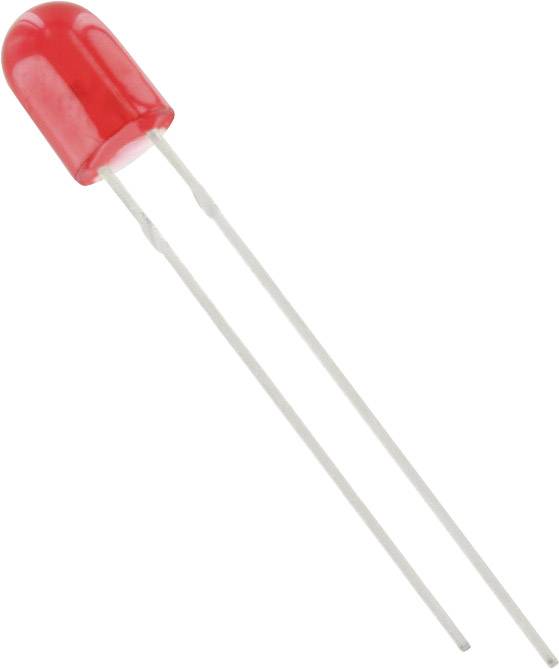 Une diode électroluminescente (LED) rouge avec deux bornes métalliques.