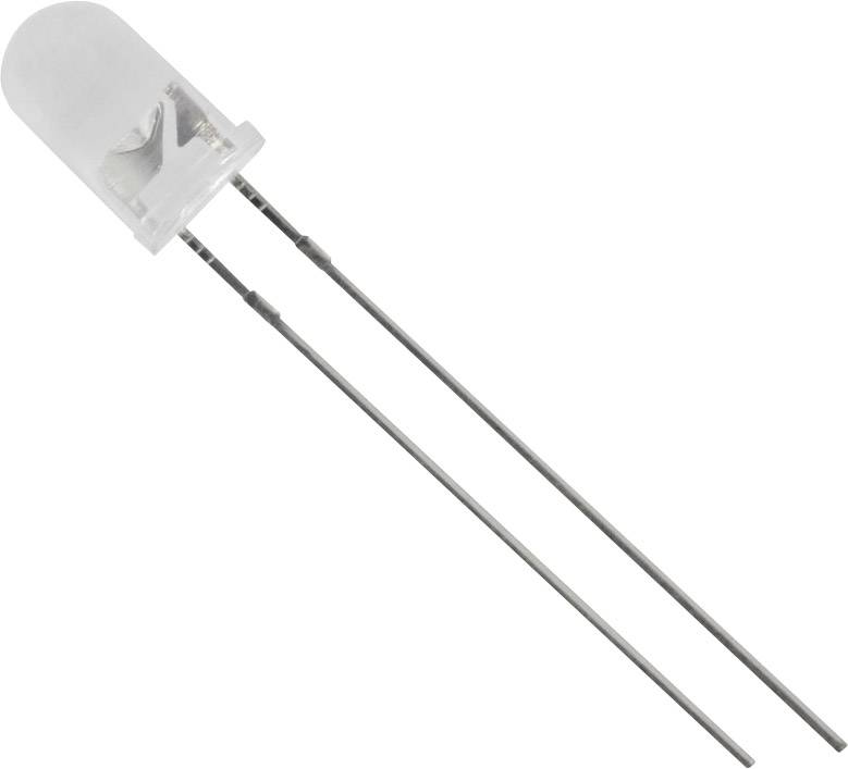 Une LED unique avec deux connexions sur un fond blanc.