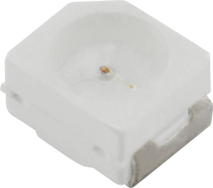 LED SMD blanche de forme carrée avec des contacts métalliques. Idéale pour les applications électroniques.