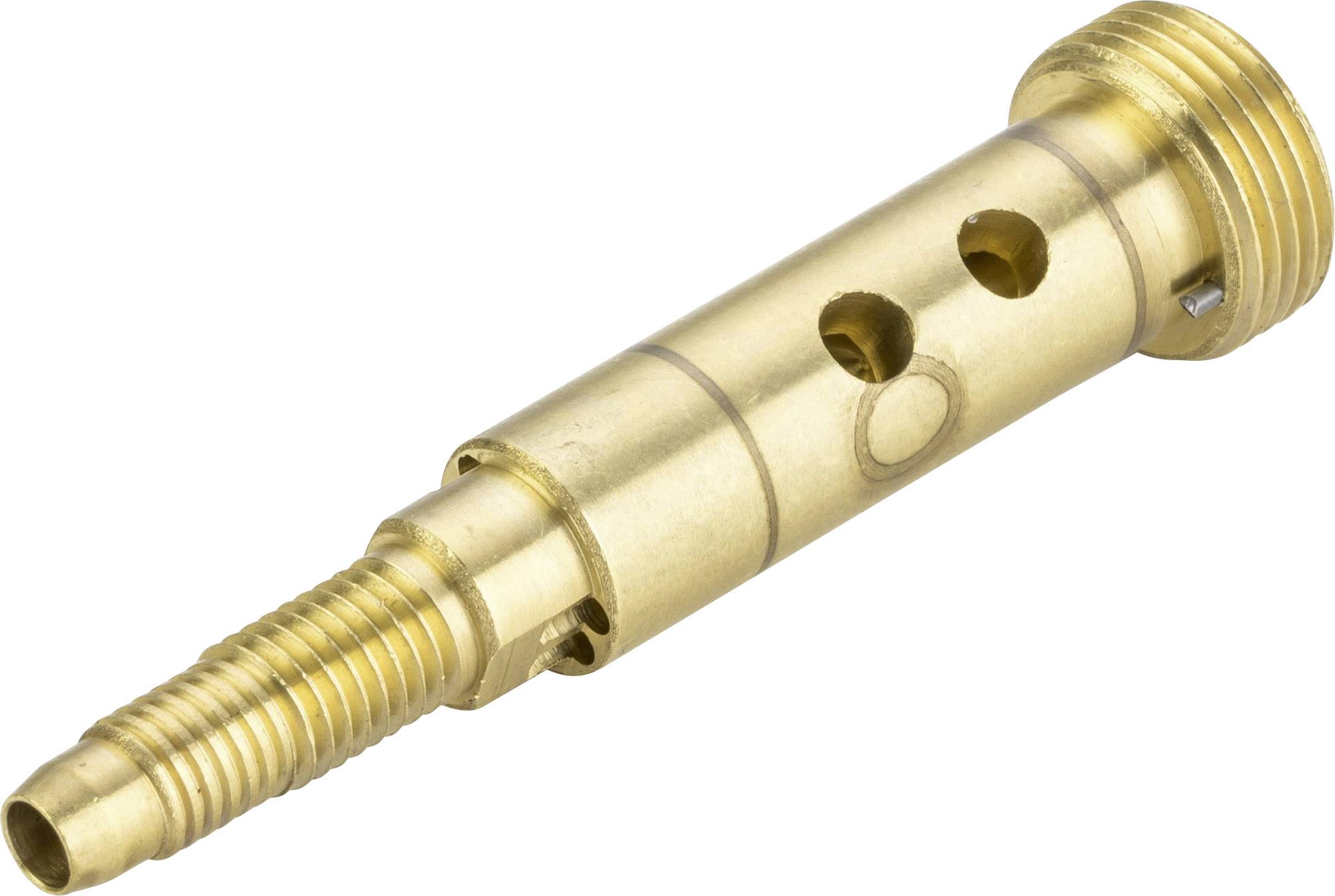 Ensemble de buses métalliques en laiton avec plusieurs perçages et filetages, utilisé dans des dispositifs techniques pour le contrôle des fluides.