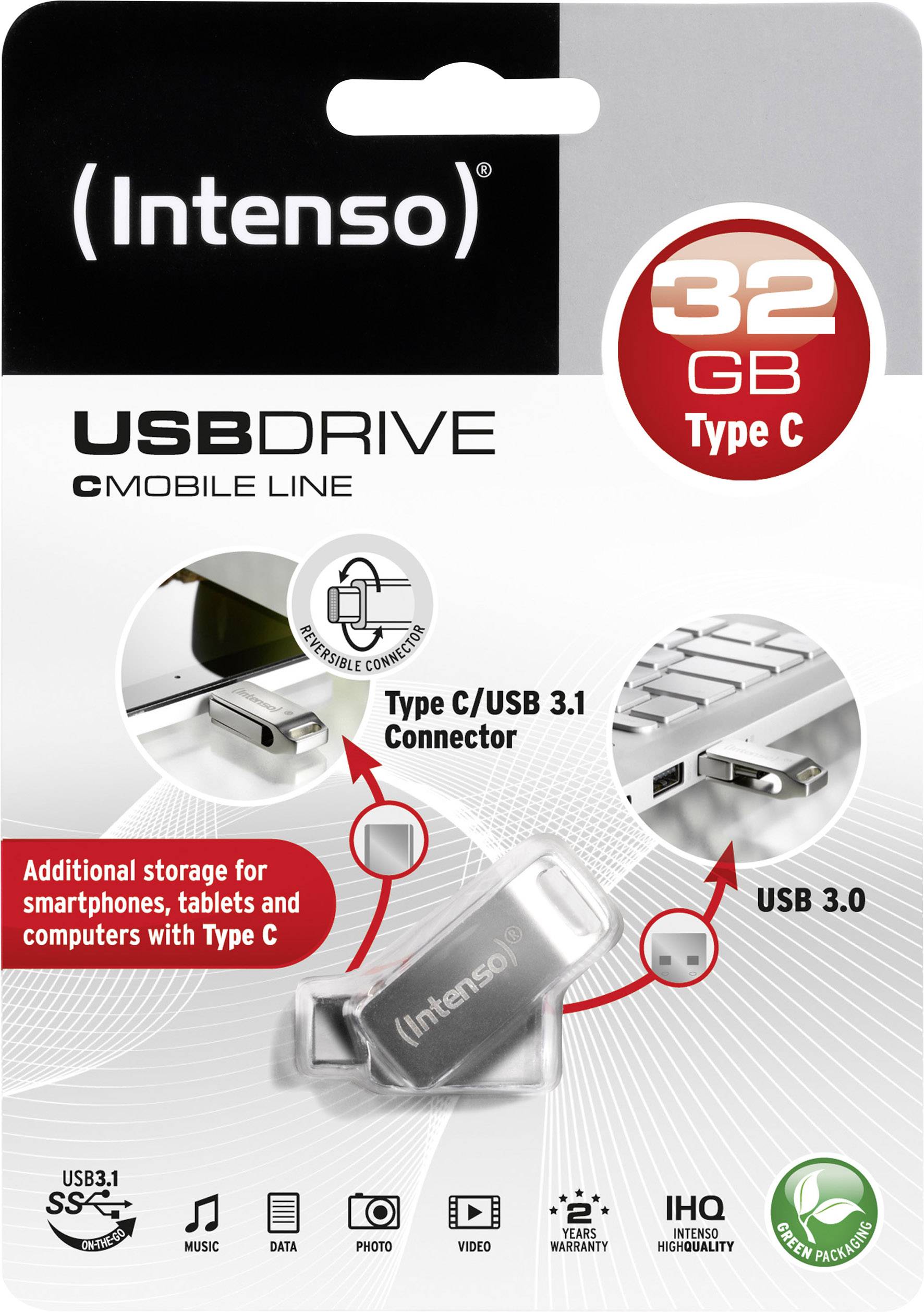 Intenso cMobile Line Mémoire supplémentaire USB pour smartphone/tablette argent 32 GB USB 3.1 (Gen 1)