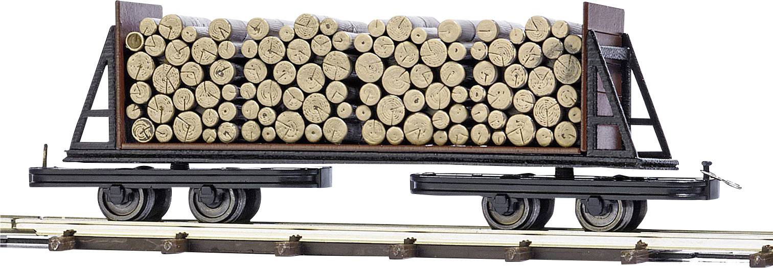 Busch Feldbahn 12247 Chariot plat à bogies H0f Avec cloison et chargement de bois