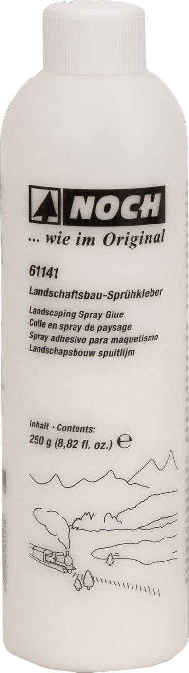Une bouteille blanche de colle en spray NOCH Aménagement paysager, 250 g. La bouteille présente une illustration noir et blanc d'un paysage montagneux.