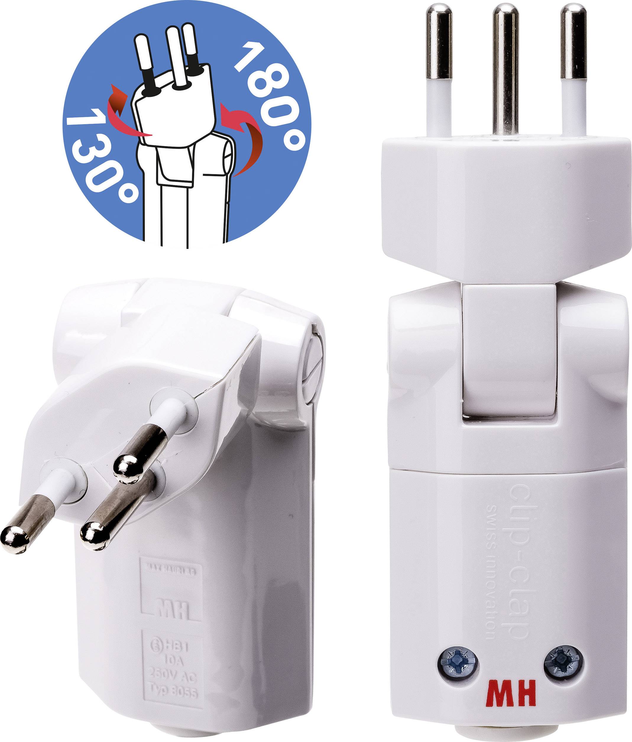 Max Hauri AG 125941 Fiche d'alimentation suisse Polycarbonate 250 V blanc