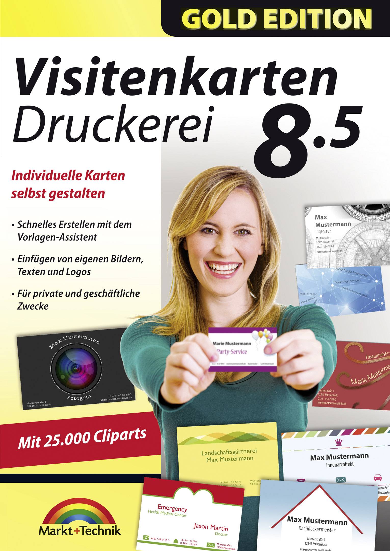 Markt & Technik Visitenkarten Druckerei 8.5 Gold Edition version complète, 1 licence Windows Logiciel de bureautique