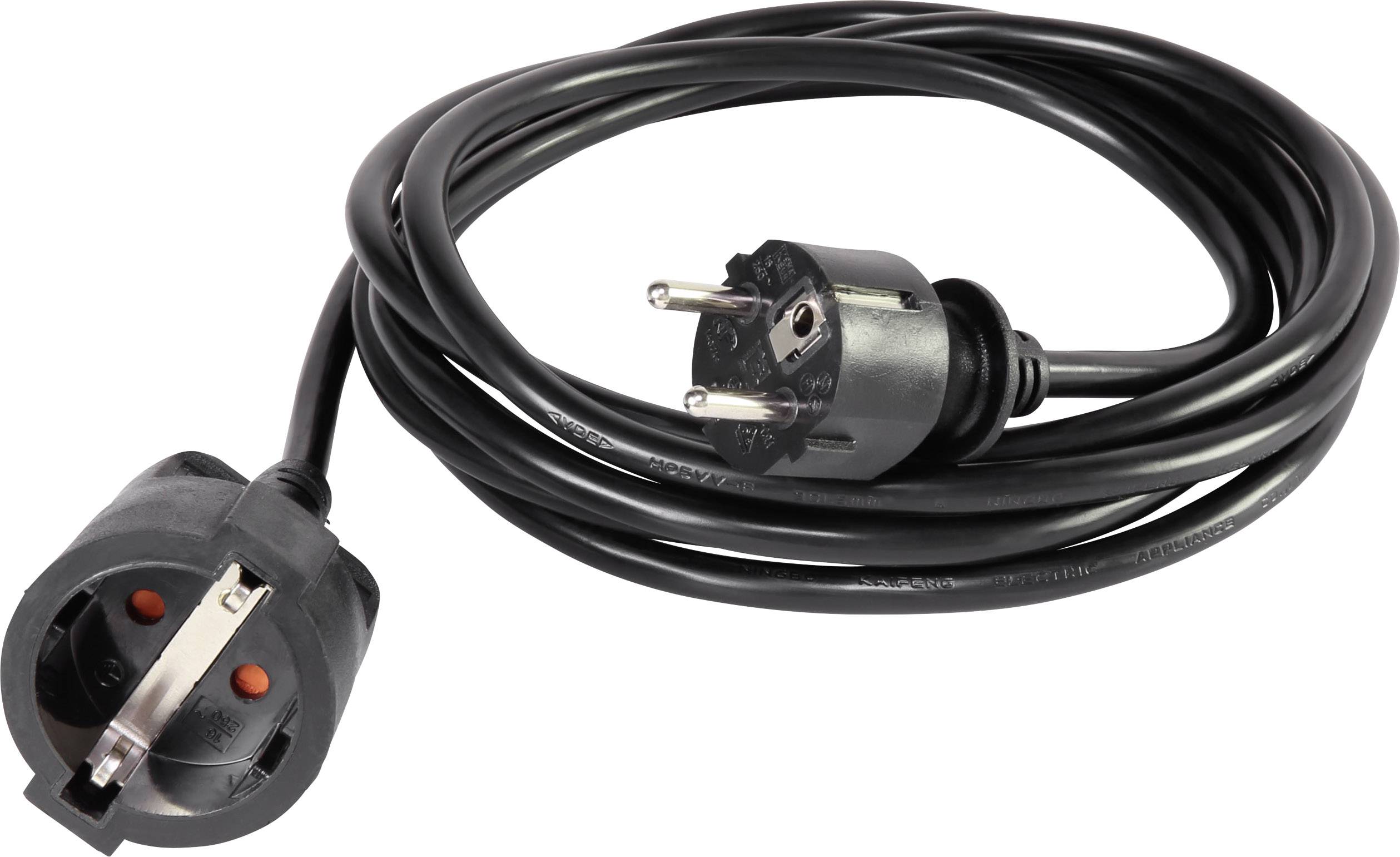 Basetech 1593780 alimentation Rallonge 16 A noir 3.00 m H05VV-F 3G 1,5 mm²