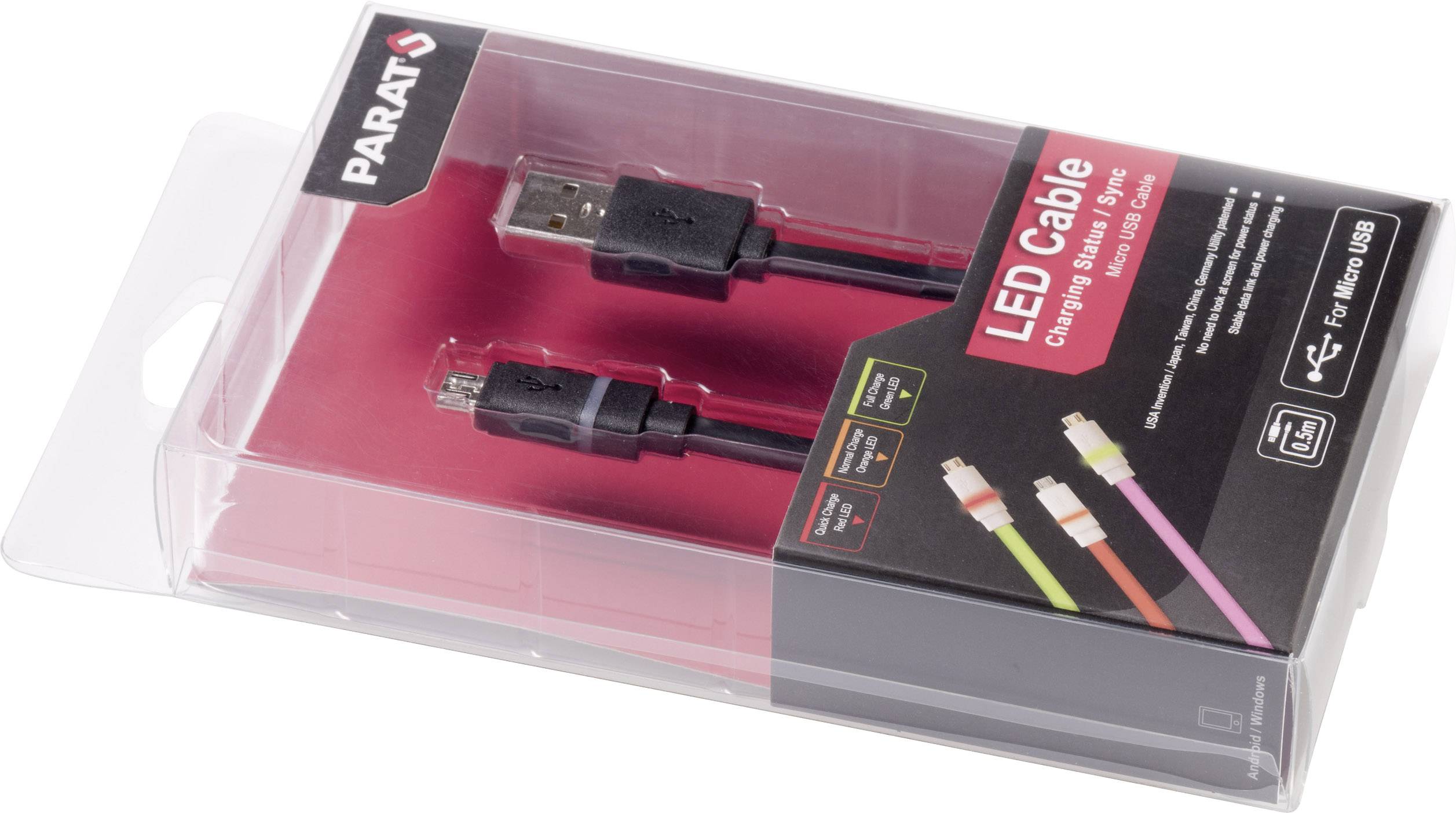 Parat de téléphone portable Cordon 0.50 m Micro USB, USB