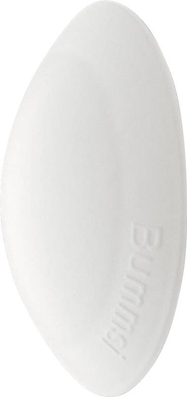 Un morceau de savon blanc ovale portant le nom de marque 'Bump' gravé à sa surface.