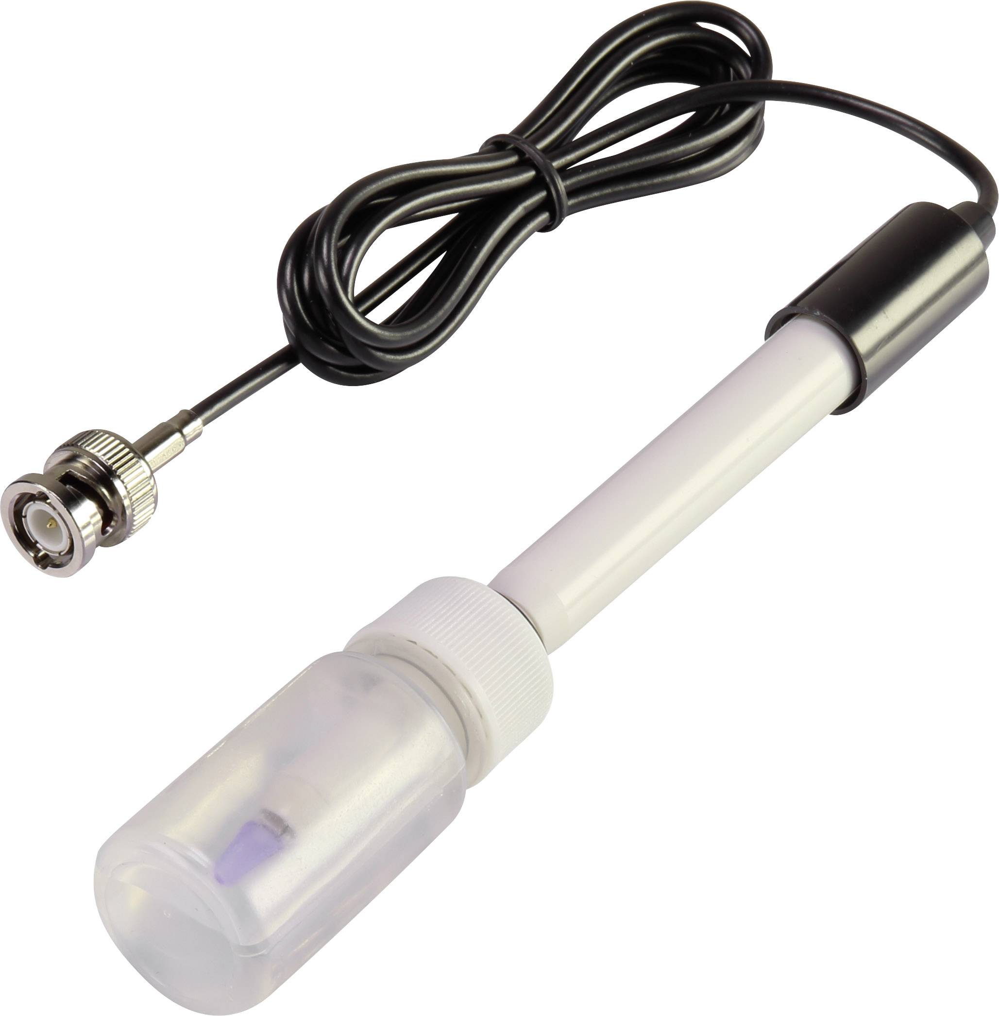 Capteur filaire avec sonde et boîtier transparent, adapté pour les mesures dans les liquides.