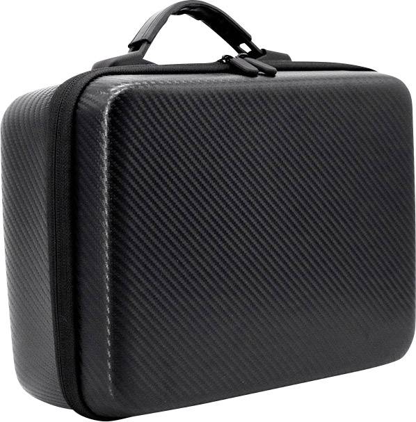 Valise rigide noire, rectangulaire, avec poignée de transport et surface texturée, adaptée au transport protégé d'objets.