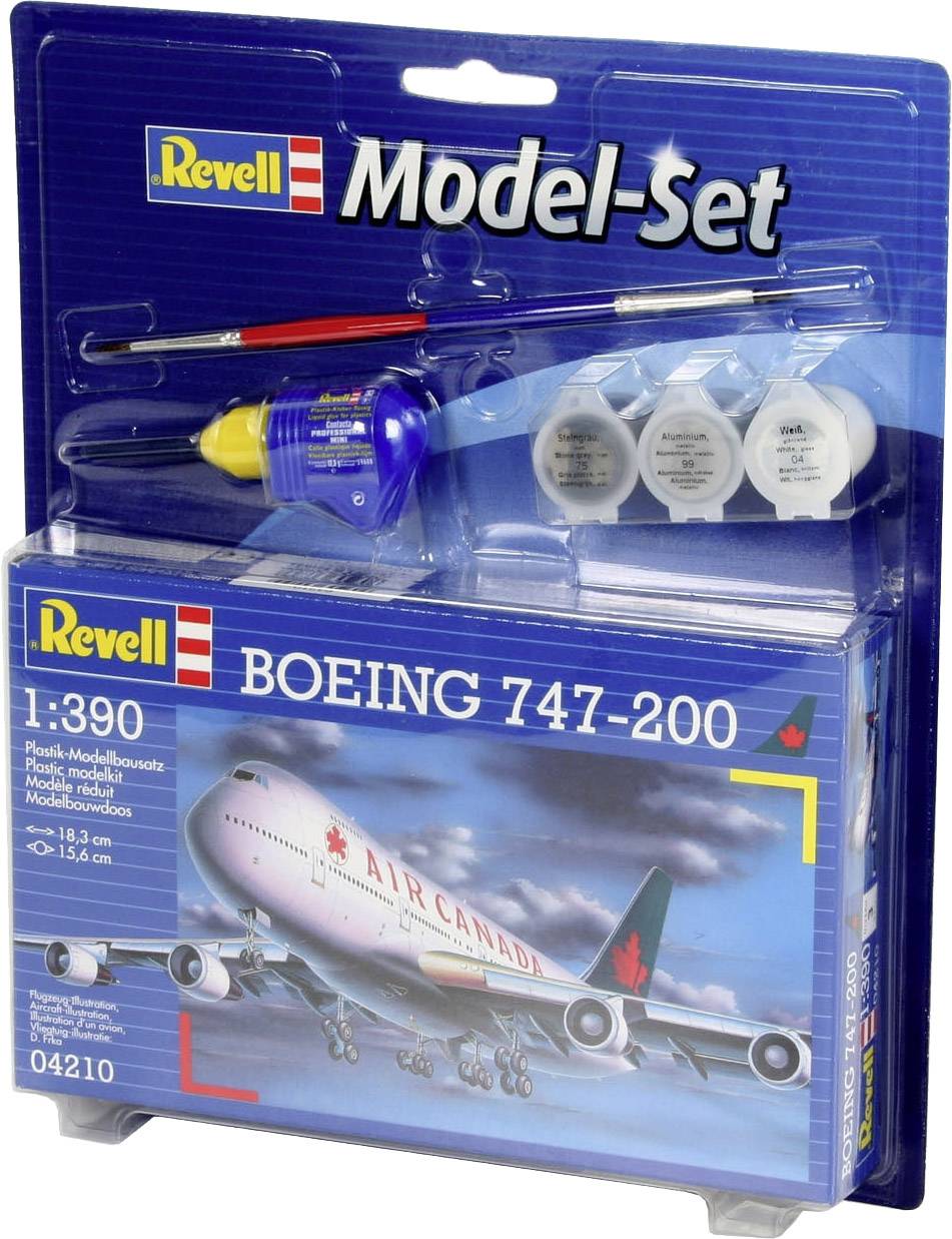 Maquette Revell 'Boeing 747-200', échelle 1:390, avec pinceaux, colle et peintures. Boîte avec photo de l'avion.