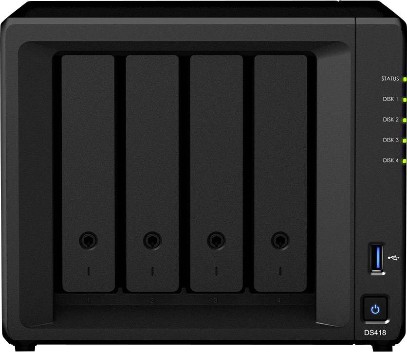 Synology DiskStation DS418 Boîtier serveur NAS 4 baie compatibilité vidéo 4K, port USB 3.0 en façade DS418