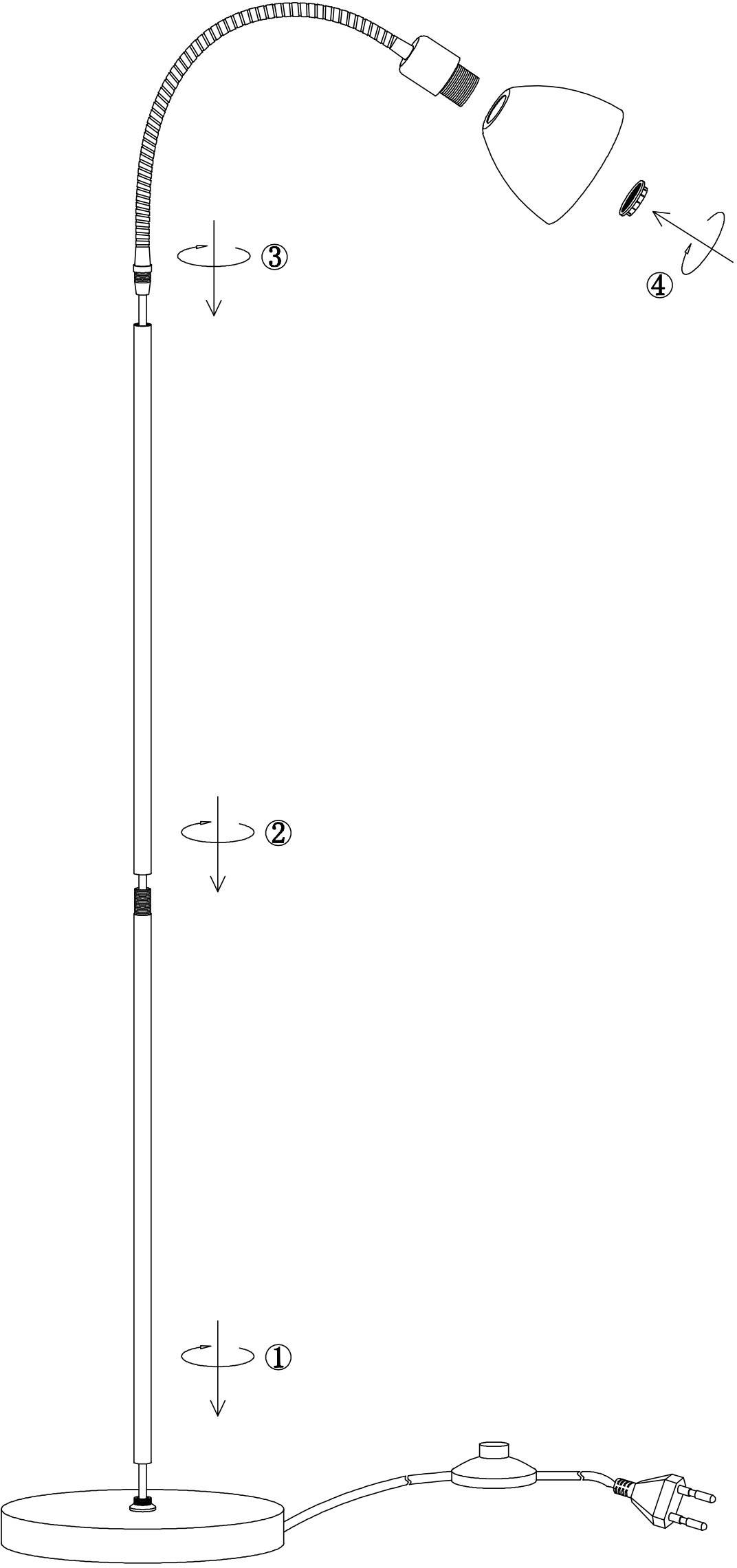 Nordlux Ray 63214033 Lampe sur pied LED E14 40 W chrome