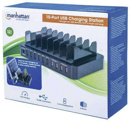 Station de charge USB Manhattan 180009 Courant de sortie (max.) 17000 mA 10 x USB