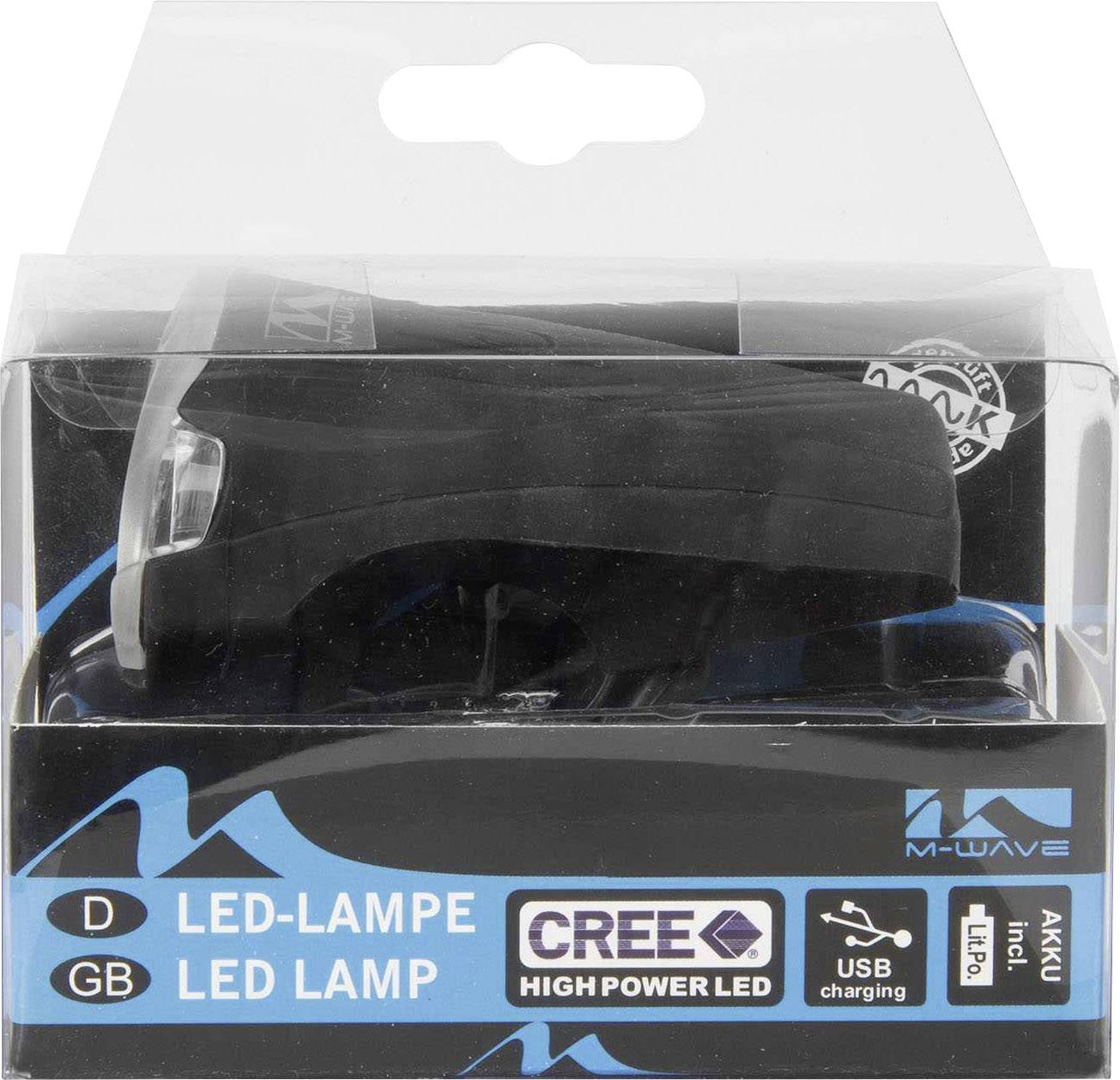 Phare de vélo M-Wave APOLLON K 1.1 USB LED à batterie noir