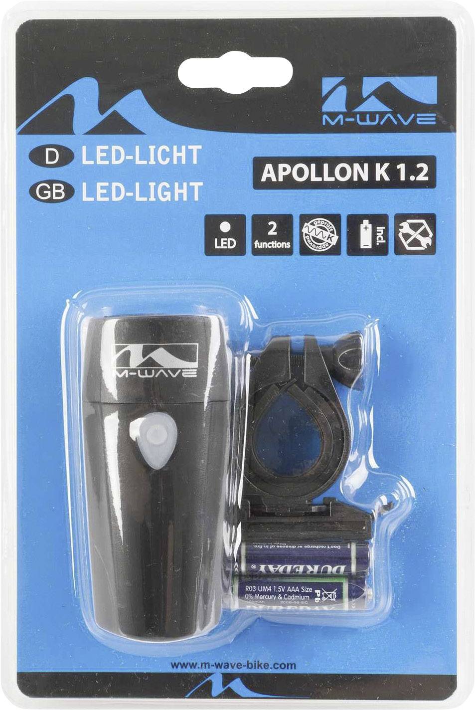 Phare de vélo M-Wave APOLLON 1.3 1 Watt LED noir