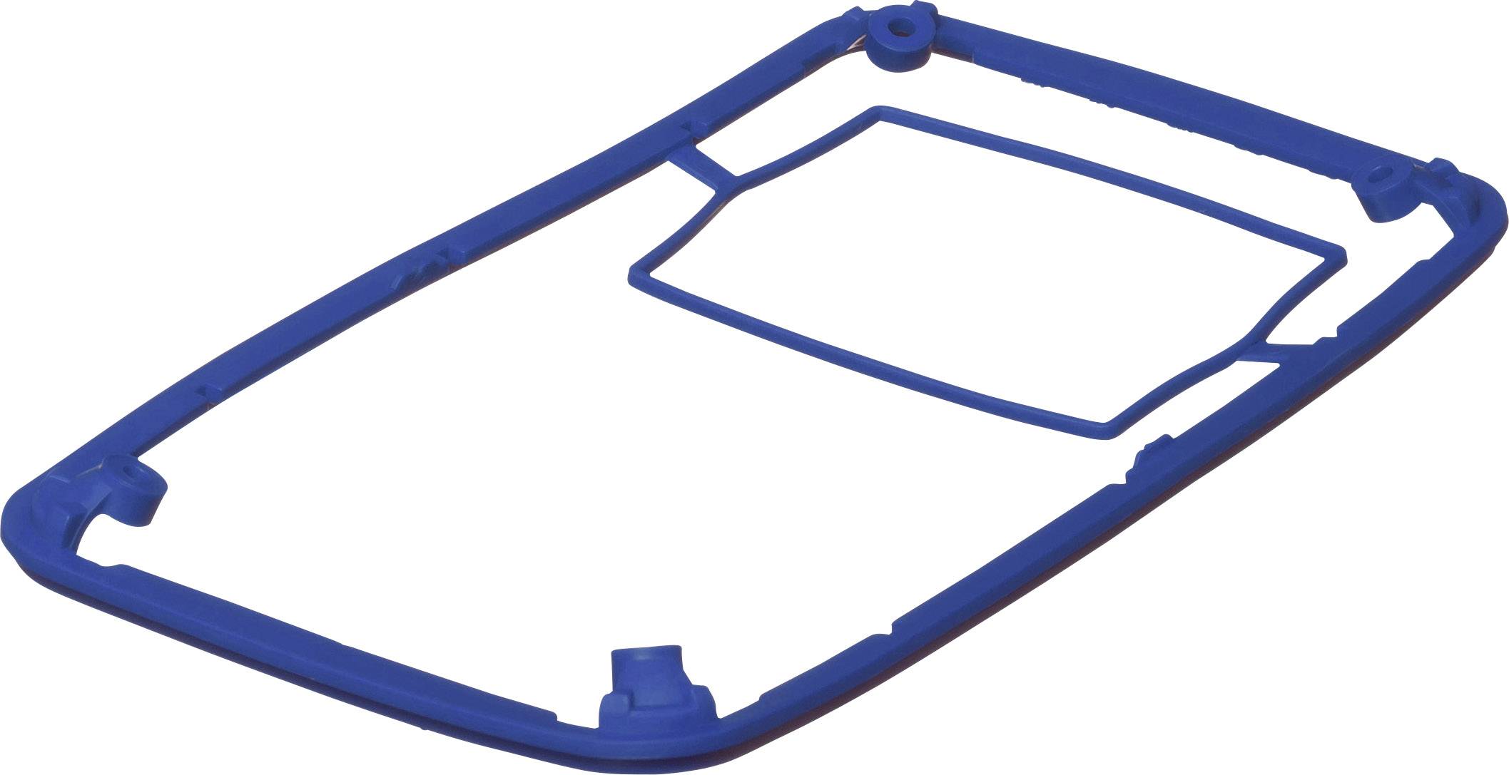 Cadre en caoutchouc bleu pour un couvercle mobile, rectangulaire avec des coins arrondis et une découpe centrale.