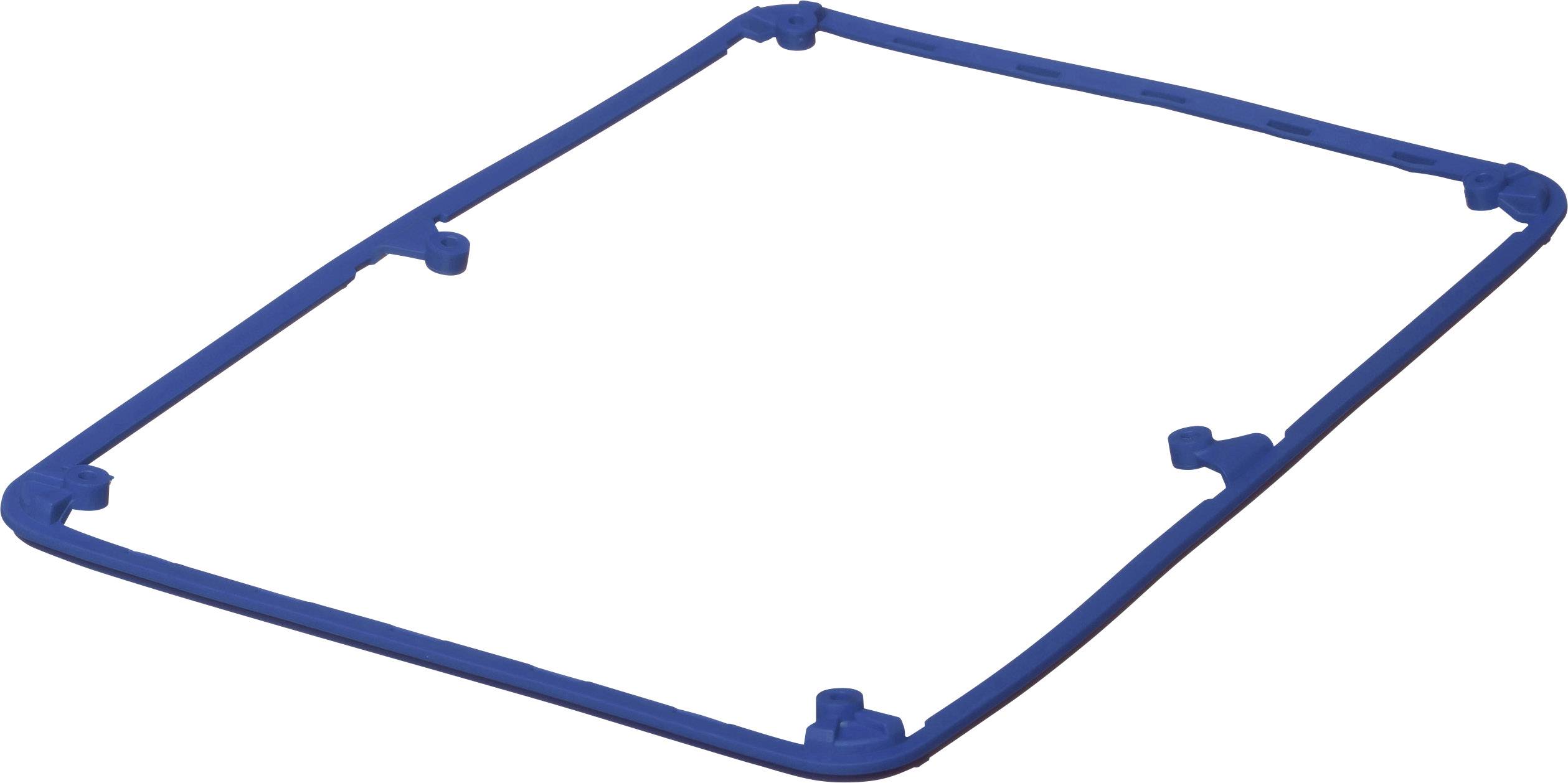 Anneau d'étanchéité en caoutchouc bleu de forme rectangulaire avec des coins arrondis, utilisé pour le scellement ou comme manchon de protection.