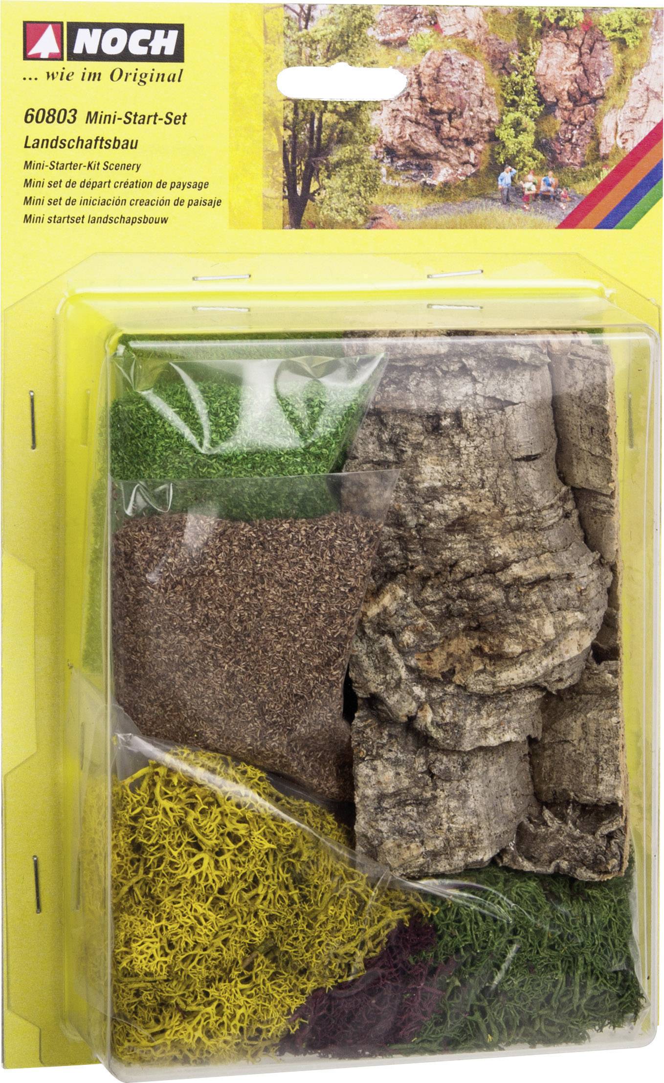 Mini-Kit de Départ pour Aménagement Paysager de 'Noch' avec des matériaux tels que de la mousse et de l'écorce pour la création de paysages miniatures en modélisme.