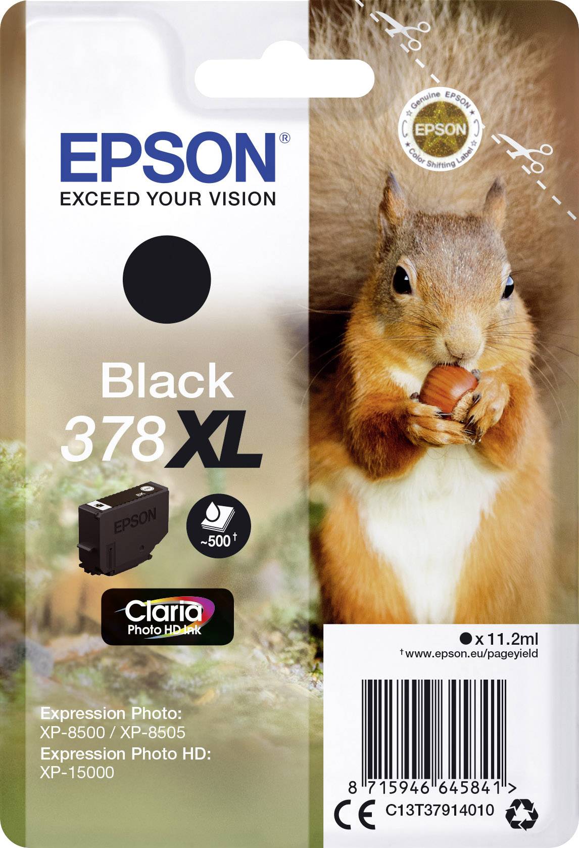 Epson Encre T3791, 378XL d'origine noir C13T37914010