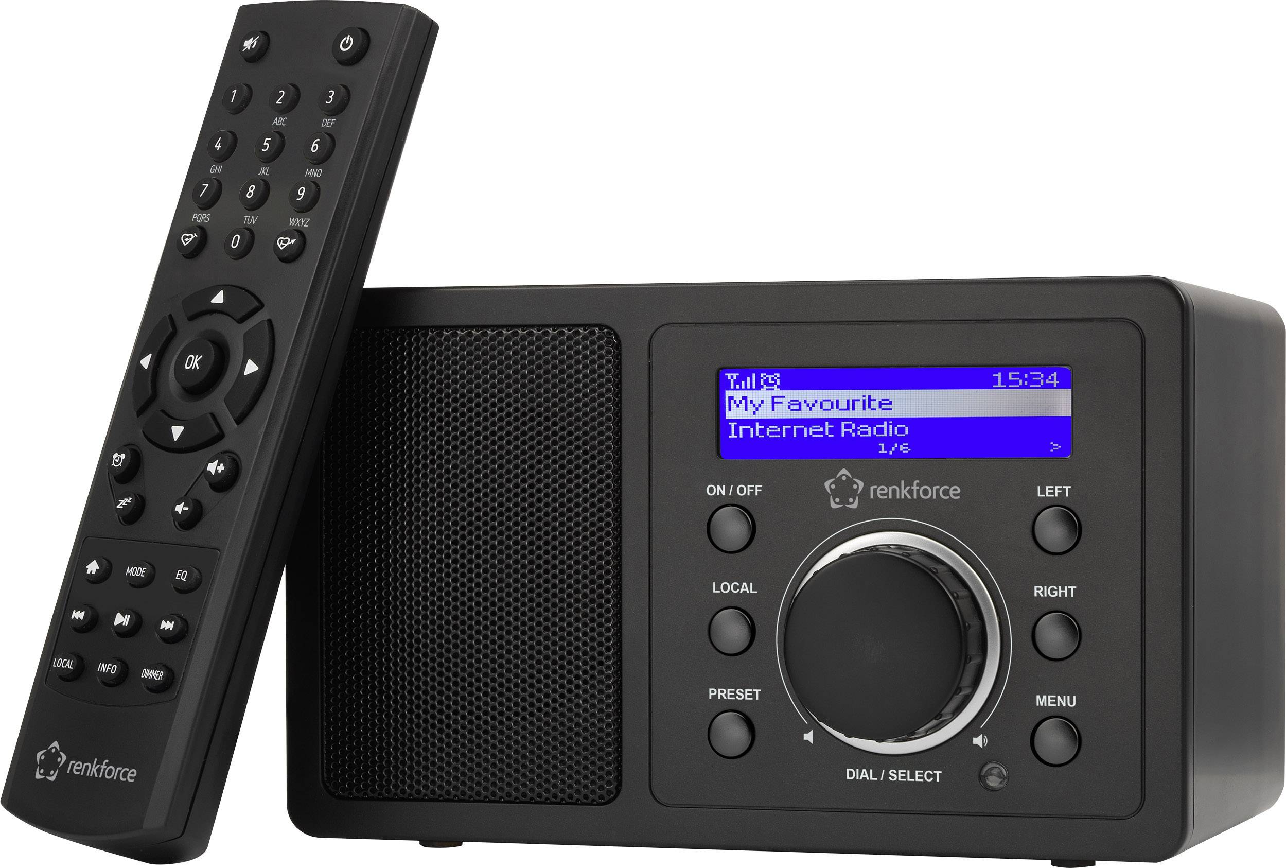 Radio de table Internet Renkforce RF-IR-MONO1 Internet Bluetooth, AUX, WiFi, radio internet compatible DLNA noir