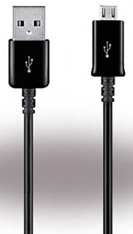 Câble USB noir avec connecteur USB standard d'un côté et connecteur Micro-USB de l'autre.