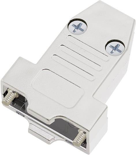 Un connecteur DE-9 argenté avec des vis de fixation, utilisé pour connecter des appareils électroniques.