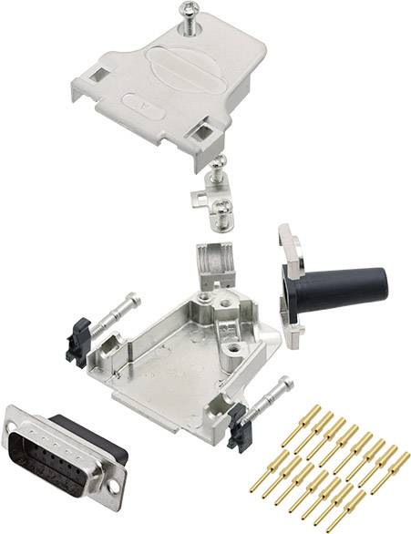 Kit embase SUB-D mâle mâle, droit 15 pôles encitech D45ZF15-DBCP15-K 6355-0049-02 45 ° à sertir 1 pc(s)