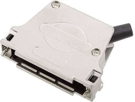 Un adaptateur rectangulaire métallique doté de plusieurs connexions et de deux vis sur le côté pour la fixation.